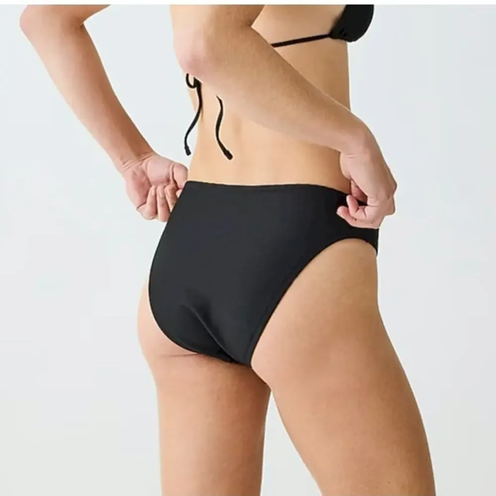 NWT J. Crew Ribbed high-rise cheeky bikini bottom Swim Size S Black Style BE808